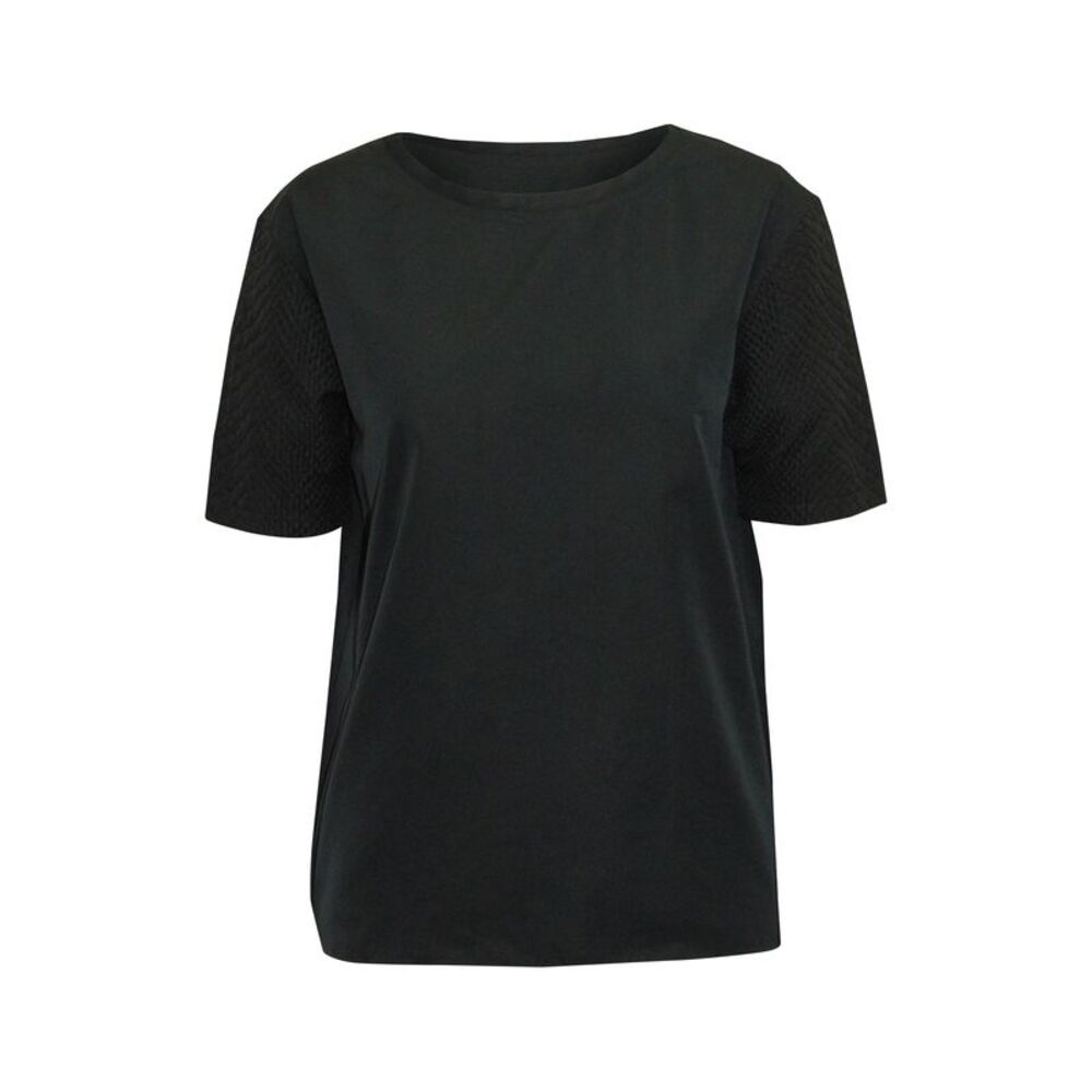 Lanvin Textured Short Sleeve Crew Neck T-shirt in Navy Blue Polyester